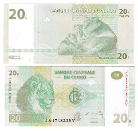 Kongo Demokr. 20 Francs 2003 r. UNC