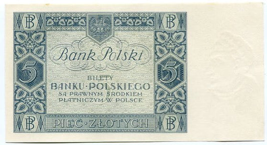 Banknot Polska 5 Złotych 1930 r. CZ
