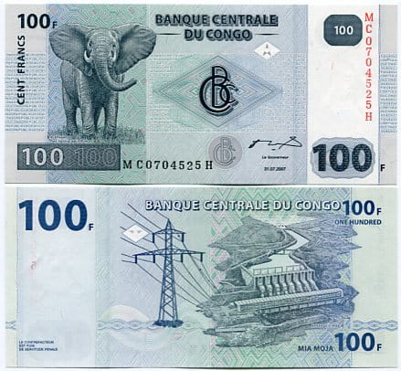 Kongo 100 Franków 2013 r. UNC