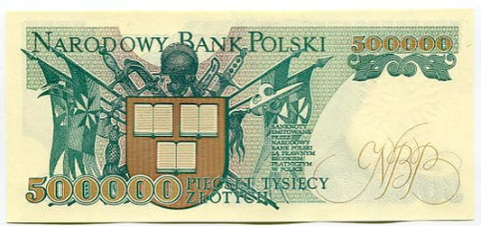 Banknot Polska 500000 zł z 1993 r. L