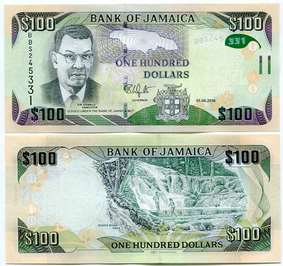 Jamajka 100 Dolarów 2017 r. UNC