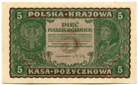 Banknot Polska 5 Marek Polskich 1919 r. AE