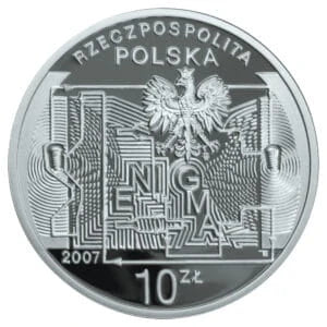 10 zł Ag 75. rocznica złamania szyfru Enigmy 2007 r.