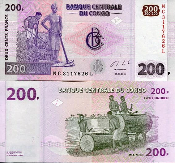 Kongo 200 Fracs 2022 r. UNC