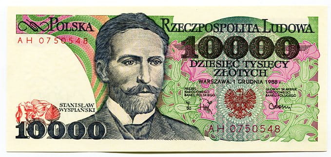 Banknot Polska 10 000 Złotych 1988 r. AG