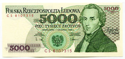 Banknot Polska 5000 zł z 1982 r. CS