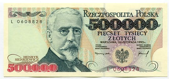 Banknot Polska 500000 zł z 1993 r. Z