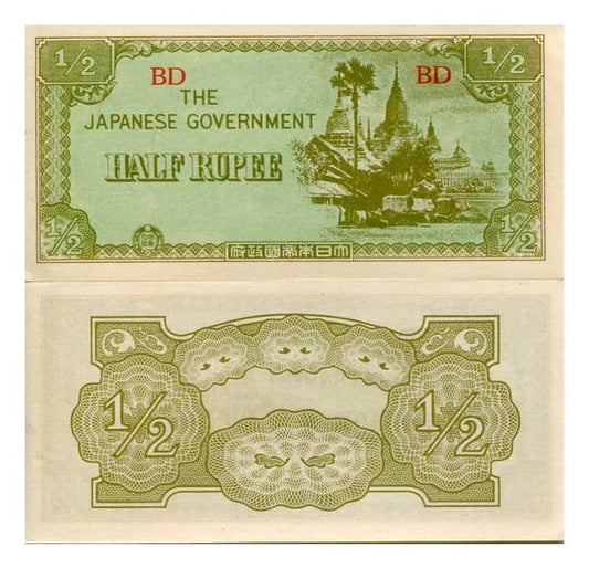 Birma 1/2 Rupee 1942 r. UNC