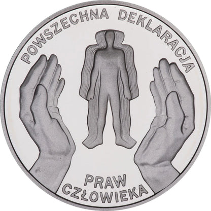 10 zł Ag 50. rocznica przyjęcia przez ONZ Powszechnej Deklaracji Praw Człowieka 1998 r.