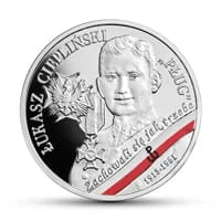 10 zł Ag Wyklęci przez komunistów żołnierze niezłomni – Łukasz Ciepliński „Pług” 2019 r.