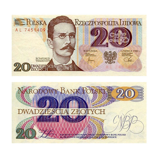 Banknot Polska 20 zł z 1982 r. AM