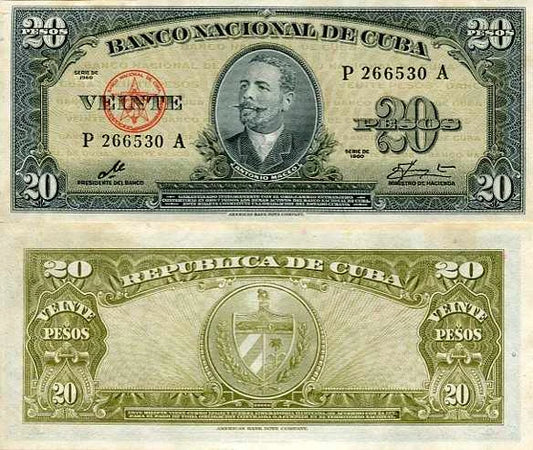 Kuba 20 Pesos 1960 r. UNC
