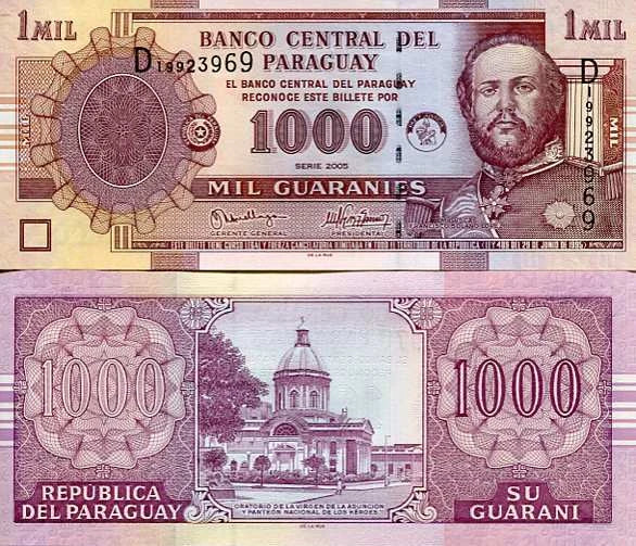 Paragwaj 1000 Guaranies 2005 r. UNC