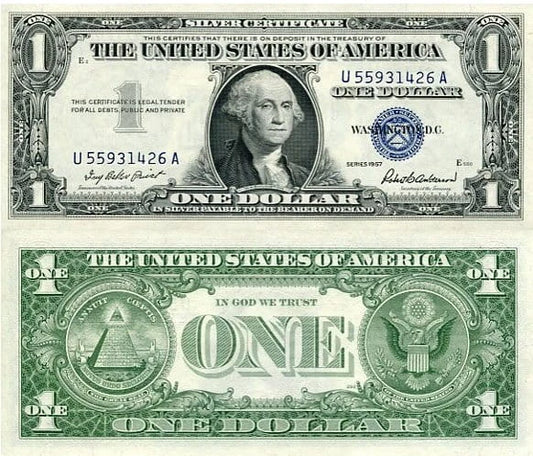 USA 1 Dolar 1957 r. Silver Certificate UNC